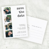 4写真モダンコラージュ結婚式の日付を保存 案内ポストカード