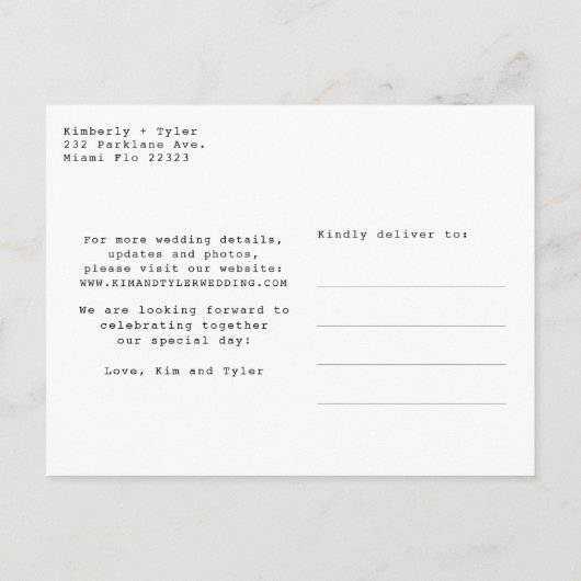 4写真モダンコラージュ結婚式の日付を保存 案内ポストカード (裏面)