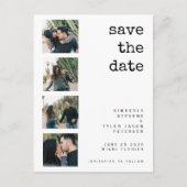 4写真モダンコラージュ結婚式の日付を保存 案内ポストカード (正面)