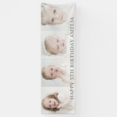 4写真モダンコラージュ |ハッピーバースデー 横断幕 (縦)