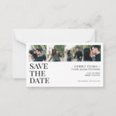 4写真モダンミニサイズ結婚式の日付を保存 ノートカード (正面)