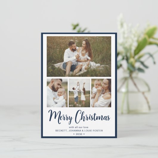 4写真モダンメリークリスマス シーズンカード (スタンド正面)