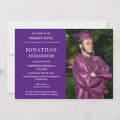 4写真モダン卒業のお知らせ – 紫 招待状 (裏面)