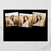 4写真モダン卒業コラージュ黒と金ゴールド 箔招待状 (正面)