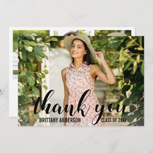 4写真モダン卒業サンキューカードW 案内状 (正面/裏面)