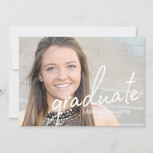 4写真モダン卒業写真の発表 招待状 (正面)