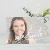 4写真モダン卒業写真の発表 招待状 (スタンド正面)