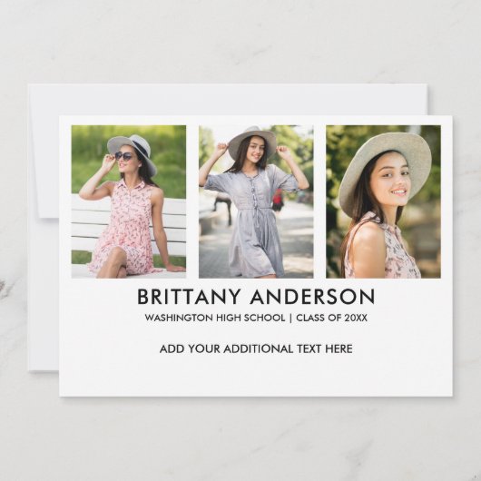 4写真モダン卒業発表カードW 案内状 (裏面)