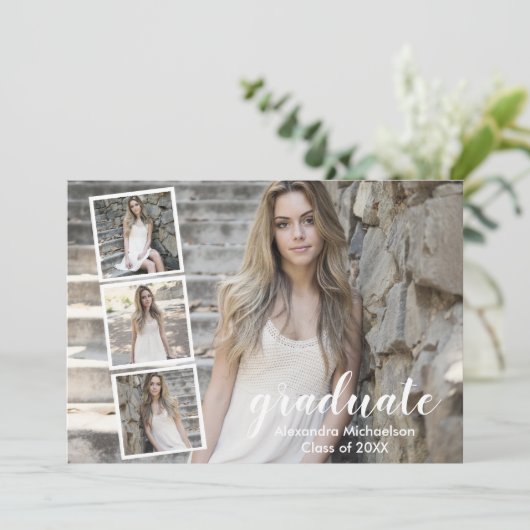 4写真モダン卒業発表 招待状 (スタンド正面)