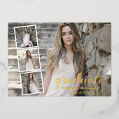 4写真モダン卒業発表 箔招待状 (正面)