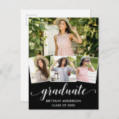 4写真モダン書の卒業発表 インビテーションポストカード (正面/裏面)