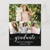 4写真モダン書の卒業発表 インビテーションポストカード (正面)