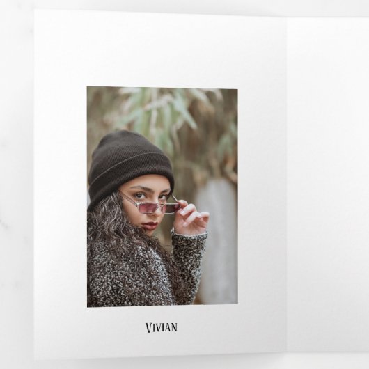 4写真三ミニマル折卒業カード 三つ折りクリスマスカード (内部最初)