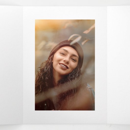 4写真三ミニマル折卒業カード 三つ折りクリスマスカード (内部中)