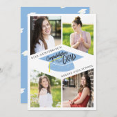 4写真卒業キャップ告知と招待状 招待状 (正面/裏面)