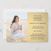 4写真卒業コラージュ黒と金ゴールド グラデーション 案内状 (裏面)