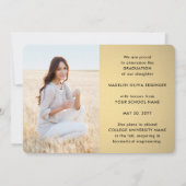 4写真卒業コラージュ黒と金ゴールド グラデーション 案内状 (裏面)