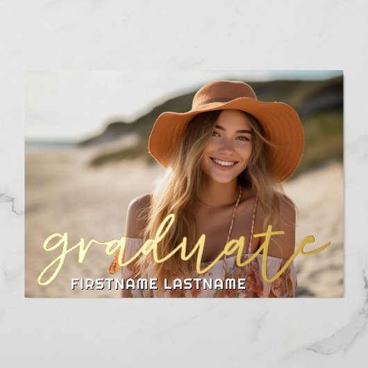 4写真卒業ゴールドフォイルグラード 箔招待状 (正面)