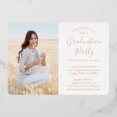 4写真卒業パーティーエレガント赤面ピンク&金ゴールド 箔招待状 (裏面)