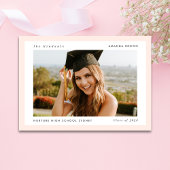 4写真卒業パーティーモダン赤面ピンク 招待状