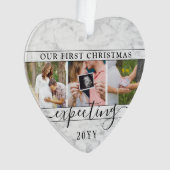 4写真妊娠1stクリスマスマーブルフェイクハート オーナメント (正面)