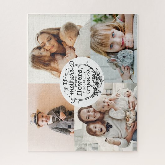 4写真家族コラージュ母の子守ママ日 ジグソーパズル (縦)