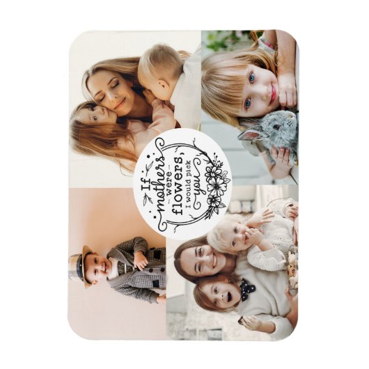 4写真家族コラージュ母の子守ママ日 マグネット (縦)