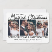 4写真新婚夫婦1st結婚したクリスマスホワイト シーズンカード (正面)