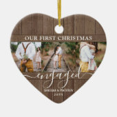 4写真第1クリスマス婚約した材素朴フェイクハート セラミックオーナメント (正面)