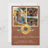 4写真素朴コラージュひまわり卒業あのう 案内状 (正面)