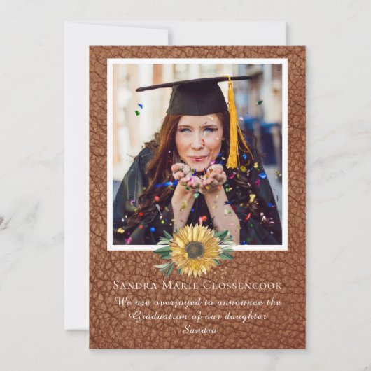 4写真素朴コラージュひまわり卒業あのう 案内状 (裏面)