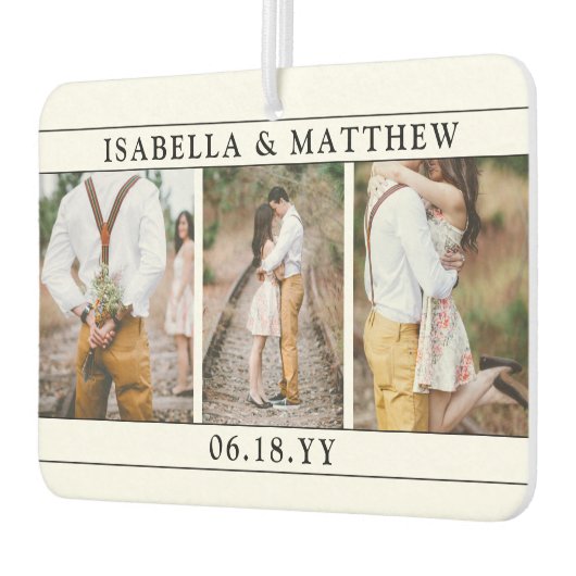 4写真結婚のカラーモダンブラック&ホワイトハート カーエアーフレッシュナー (左)