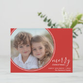 4写真赤白手書きメリークリスマス シーズンカード (スタンド正面)