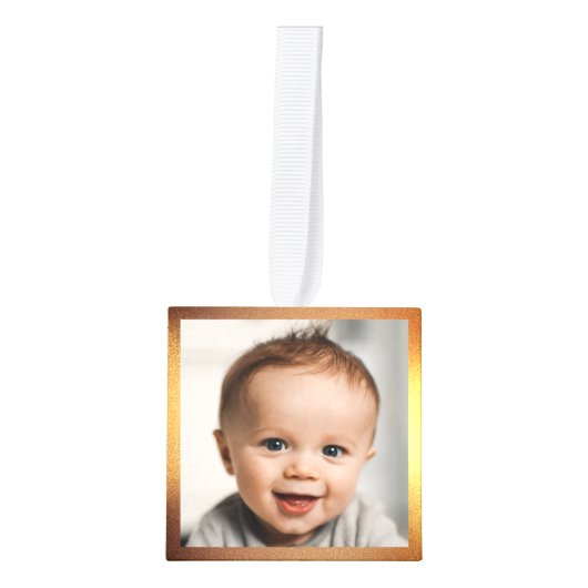 4写真金ゴールドフレームファミリ名エレガントKeepsake キューブオーナメント (正面)