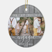 4写真1stクリスマスグレイ婚約したウッドアフェイクラウンド セラミックオーナメント (左)