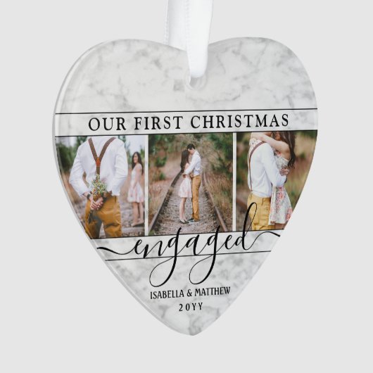 4写真1stクリスマスマ婚約したーブルフェイクハート オーナメント (正面)