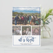 4写真 – すべて穏やかな明るい – ダークブルークリスマス シーズンカード (スタンド正面)