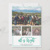 4写真 – すべて穏やかな明るい – 赤いティール(緑がかった色)クリスマス シーズンカード (正面)