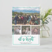 4写真 – すべて穏やかな明るい – 赤いティール(緑がかった色)クリスマス シーズンカード (スタンド正面)