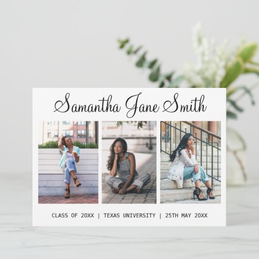 4写真(3+1)手書き名卒業 案内状 (スタンド正面)