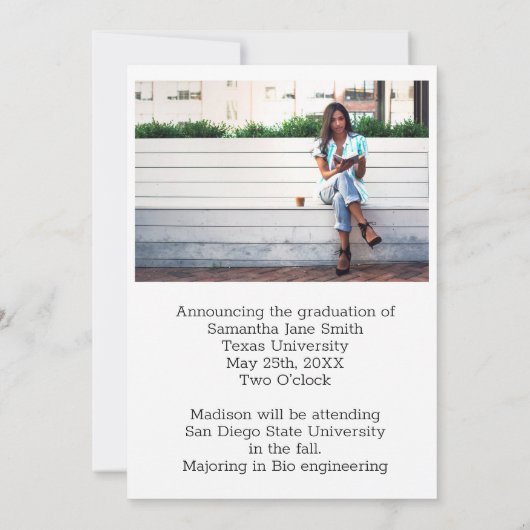 4写真(3+1)手書き名卒業 案内状 (裏面)