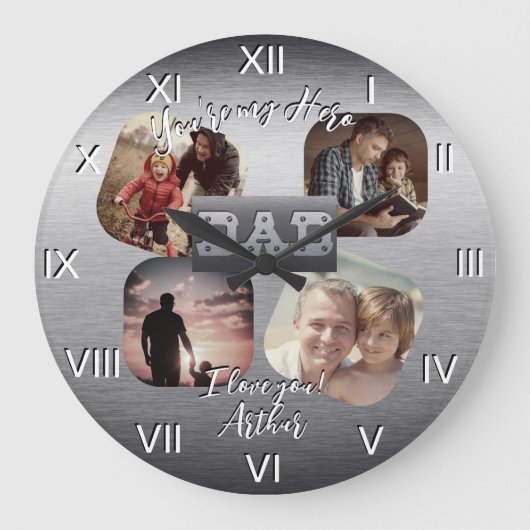 4写真 – Happy Father's Day Metalテーマ ラージ壁時計 (正面)