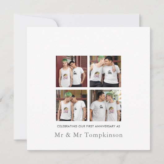 4写真LGBTゲイラブ夫1周年記念 カード (正面)
