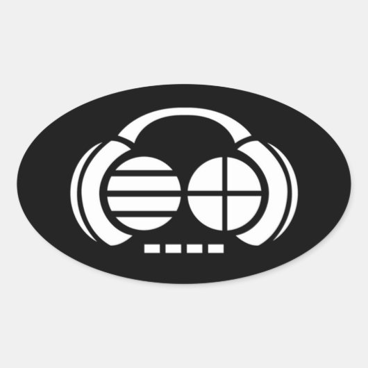 4分の4 (オーバルステッカー) – 黒の白いロゴ 楕円形シール (正面)