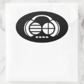 4分の4 (オーバルステッカー) – 黒の白いロゴ 楕円形シール (バッグ)