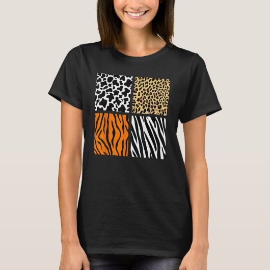 4動物型牛タイガーヒョウのゼブラ動物 Tシャツ (正面)