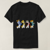 4匹おもしろい猫1 Tシャツ (デザイン正面)