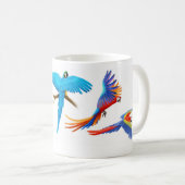 4匹のコンゴウインコのマグ コーヒーマグカップ (正面右)