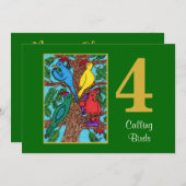 4匹のコールバードかわいい動物カスタムのクリスマス シーズンカード (正面/裏面)