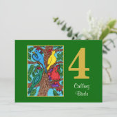 4匹のコールバードかわいい動物カスタムのクリスマス シーズンカード (スタンド正面)